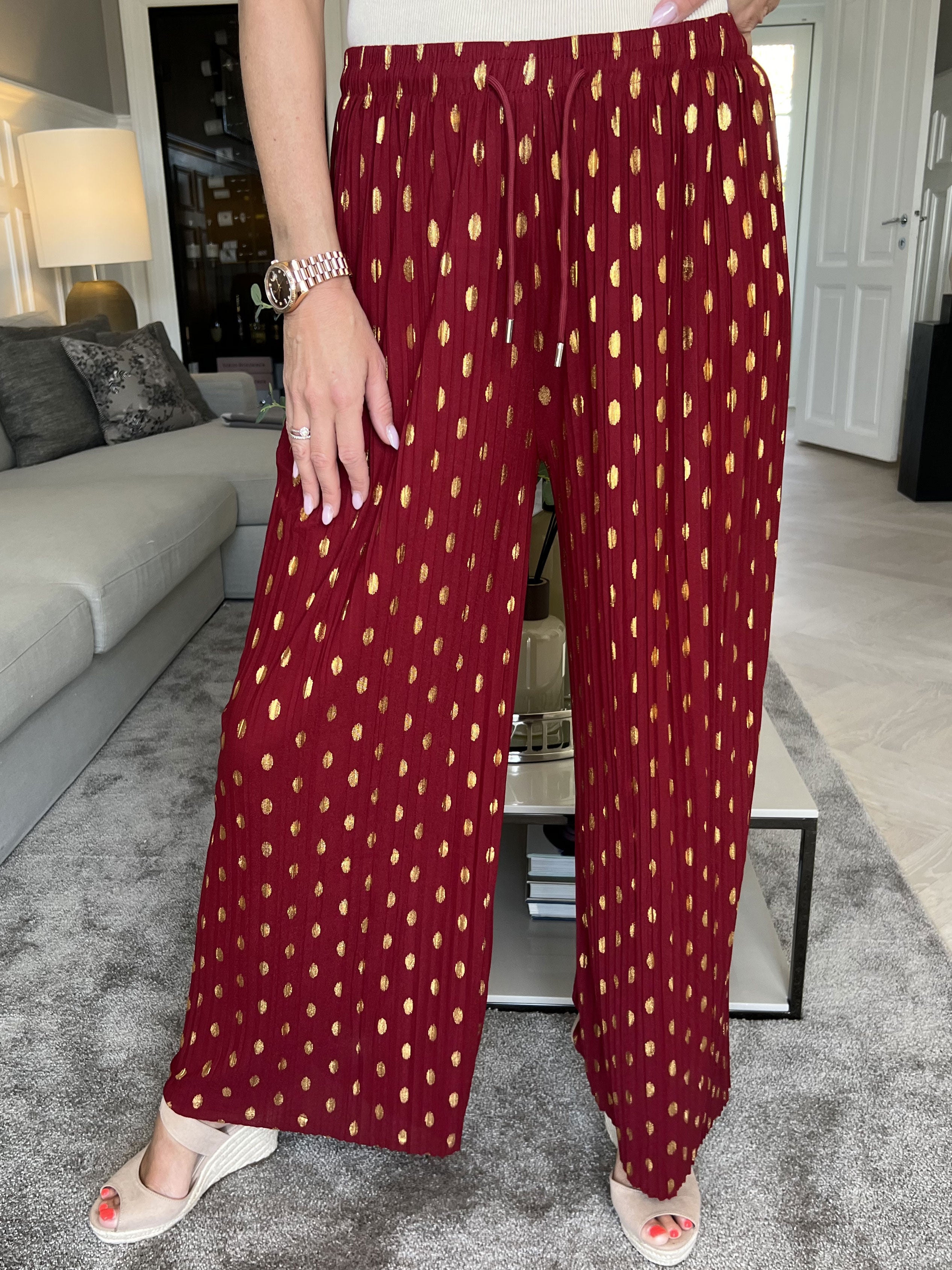 Aleta - Plisserede løse bukser med prikker